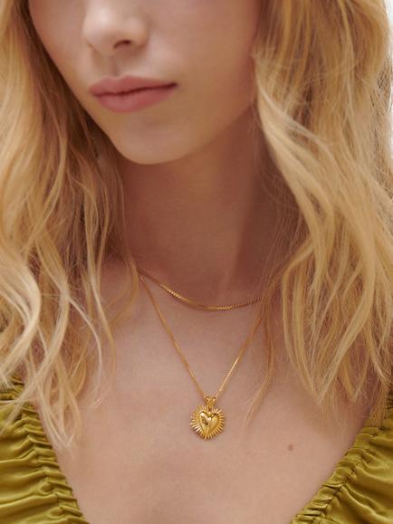Rachel Jackson London Personalised Untamed Love Electric Art Deco Heart Necklace, Gold - view 2, Gold