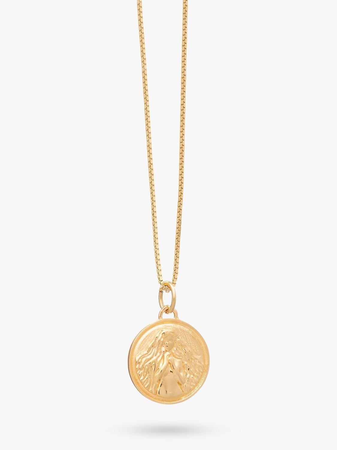 Rachel Jackson London Personalised Zodiac Art Coin Necklace, Gold, Virgo