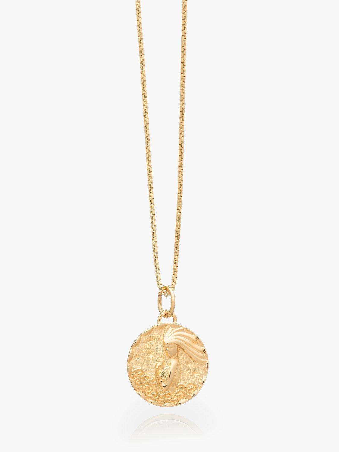 Product image 1 of 4, which shows Rachel Jackson London Personalised Zodiac Art Coin Necklace, Gold, Aquarius
