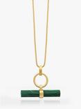 Rachel Jackson London Protection T-Bar Malachite Necklace, Gold