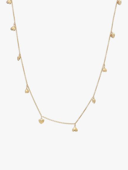 Rachel Jackson London Untamed Deco Hearts Necklace, Gold, Gold