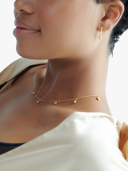 Rachel Jackson London Untamed Deco Hearts Necklace, Gold - view 2, Gold