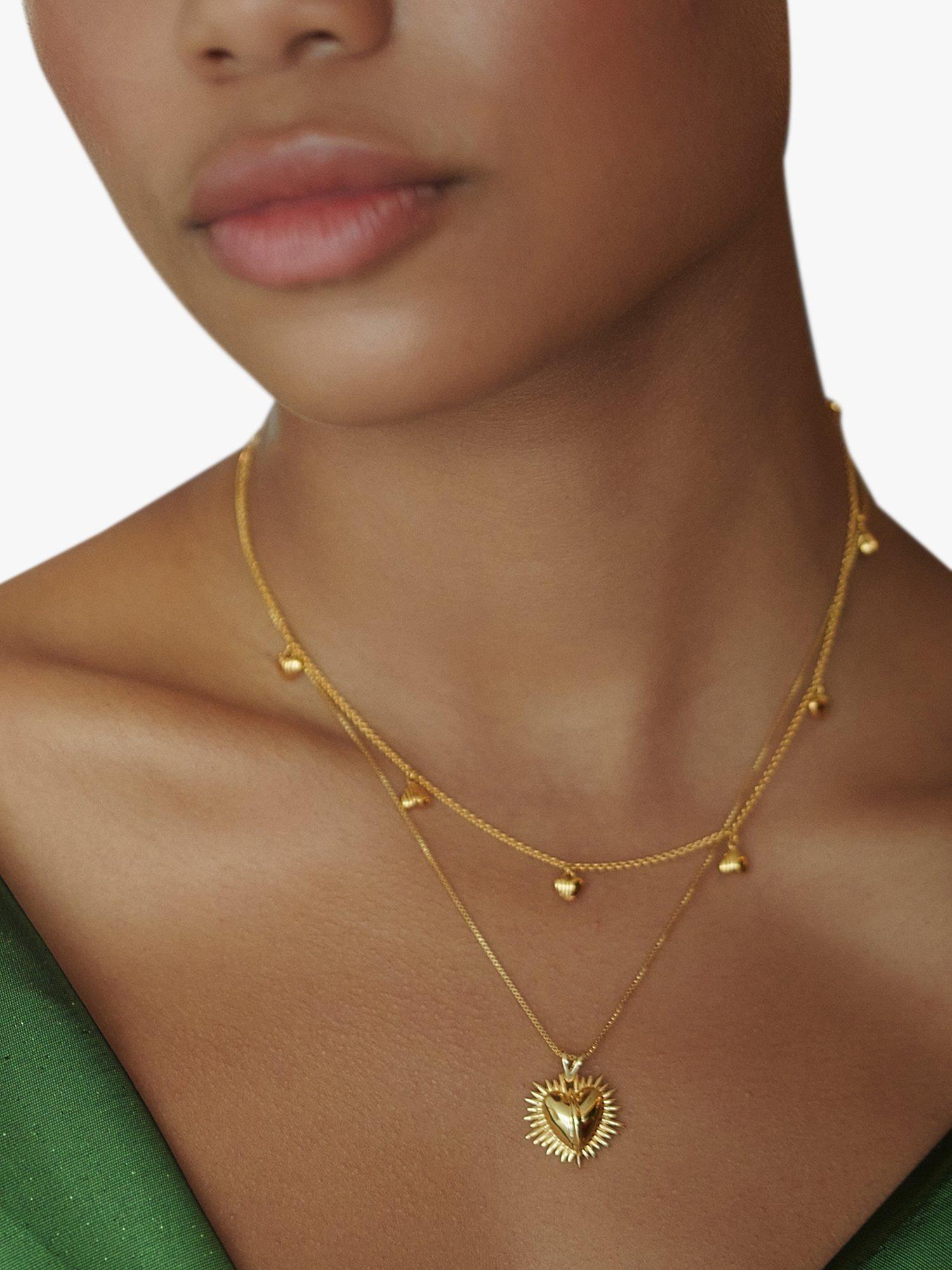 Product image 2 of 7, which shows Rachel Jackson London Personalised Untamed Love Electric Art Deco Heart Necklace, Silver