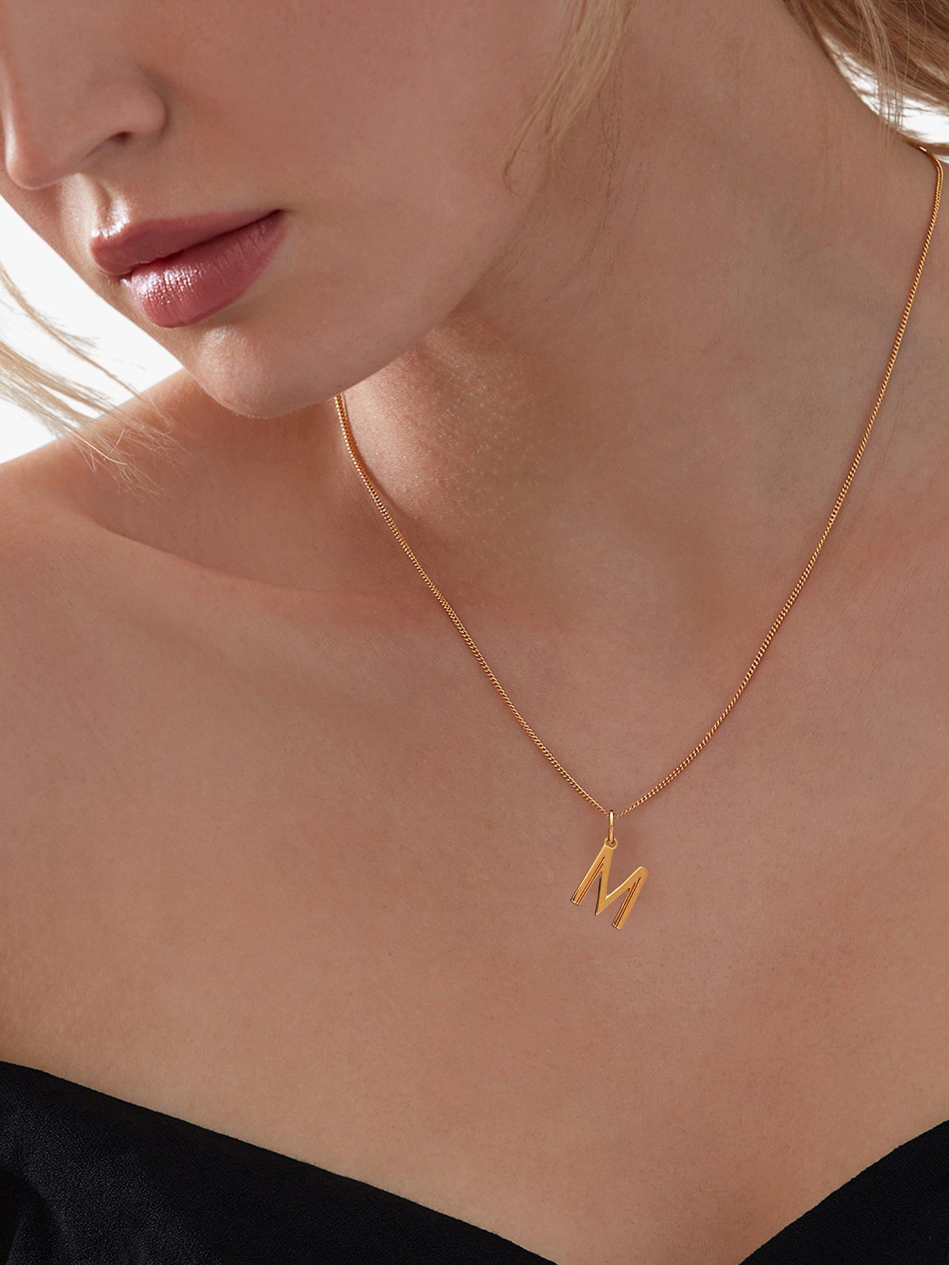 Product image 2 of 4, which shows Rachel Jackson London Initial Necklace, Gold, M