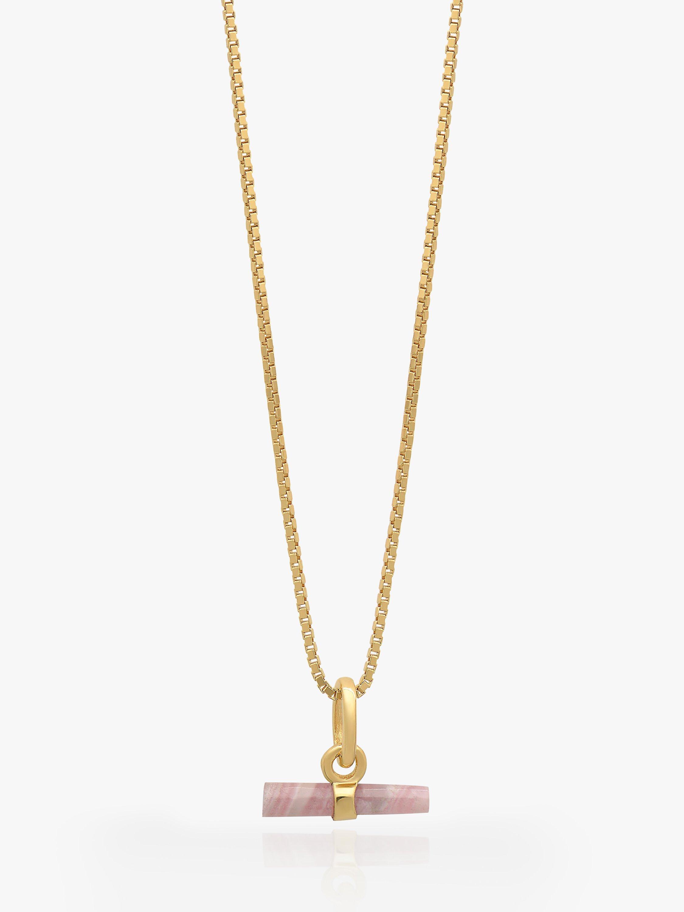 Rachel Jackson London Mini Rose T-Bar Necklace, Gold