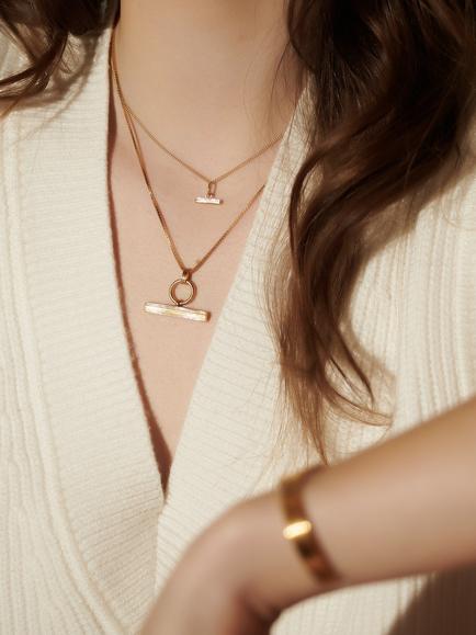 Rachel Jackson London Mini T-Bar Necklace, Gold - view 2, Gold