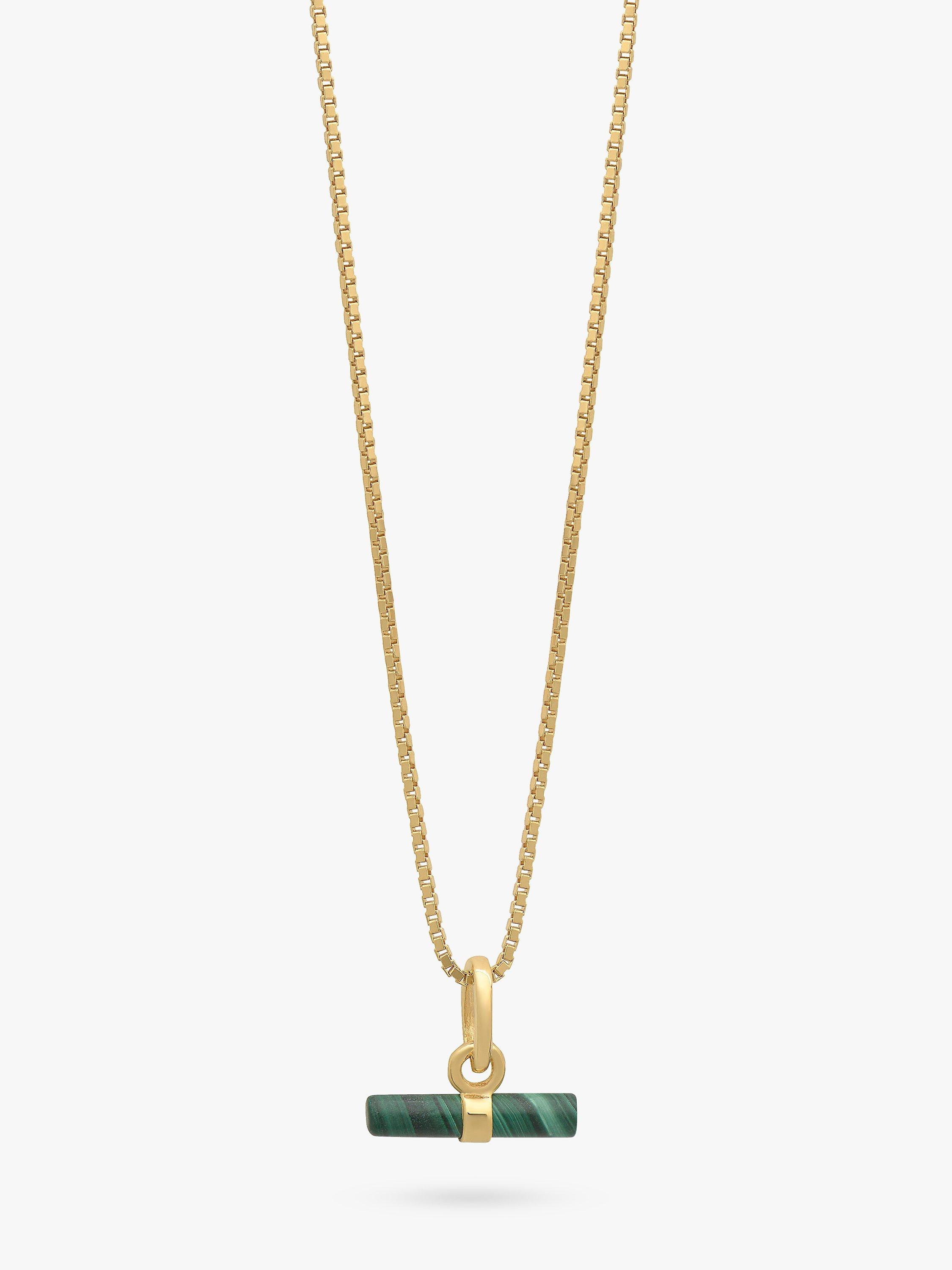 Product image 1 of 4, which shows Rachel Jackson London Mini Malachite T-Bar Necklace, Gold