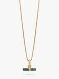 Rachel Jackson London Mini Malachite T-Bar Necklace, Gold