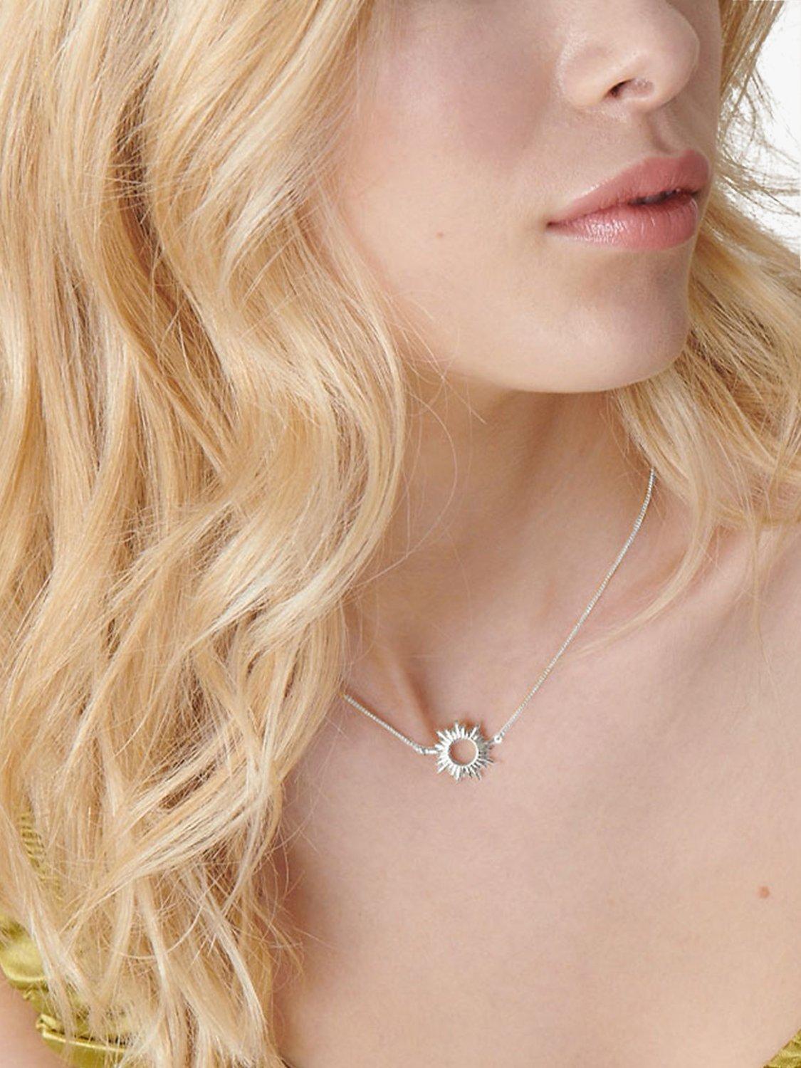 Product image 2 of 3, which shows Rachel Jackson London Electric Goddess Mini Sun Necklace, Silver