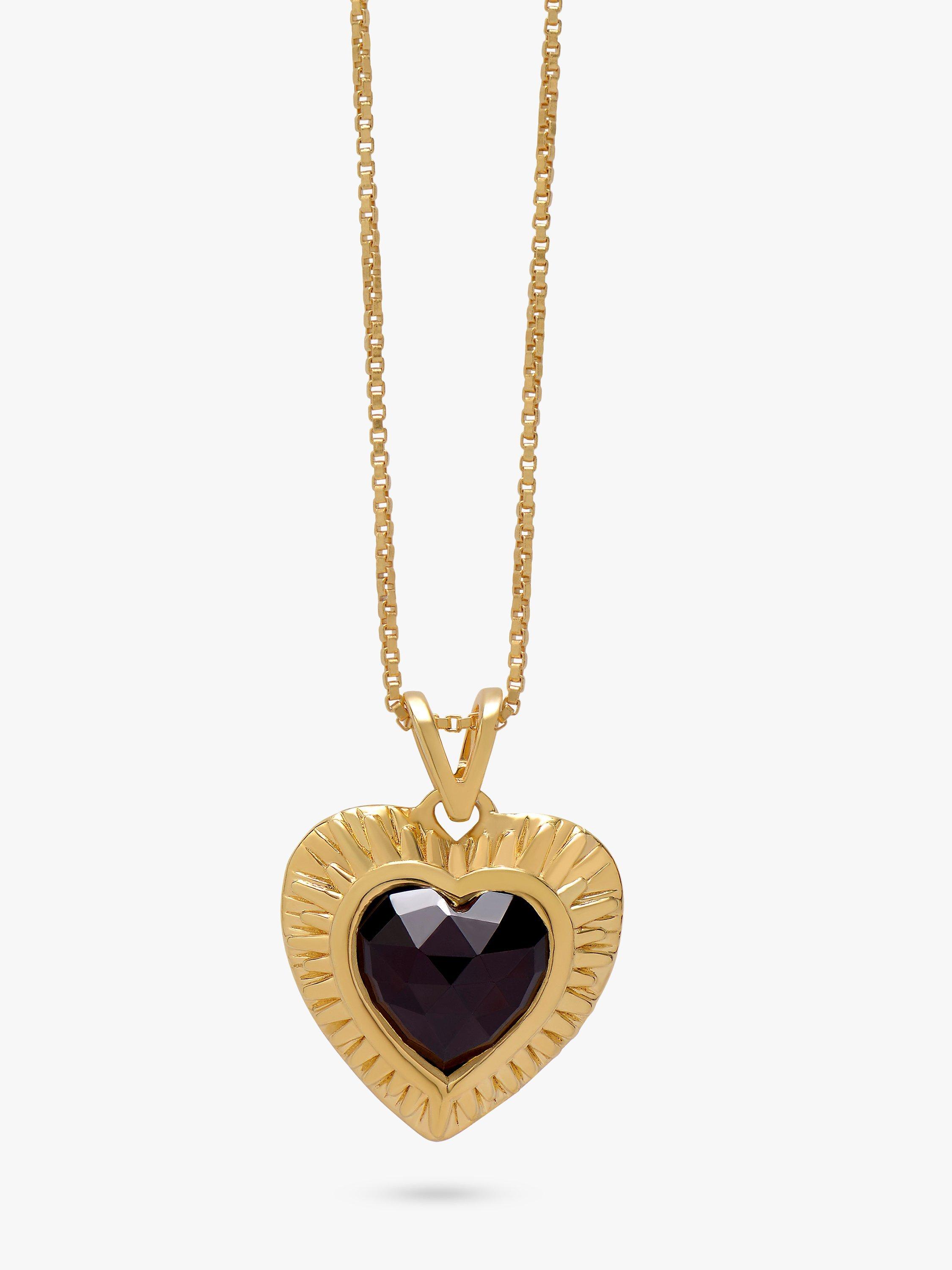 Product image 1 of 5, which shows Rachel Jackson London Personalised Electric Love Garnet Heart Necklace, Gold