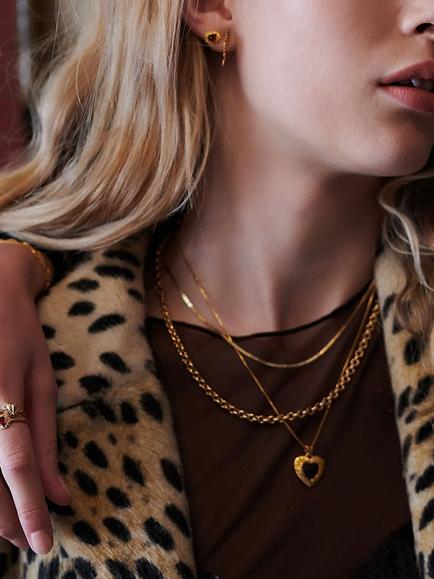 Rachel Jackson London Personalised Electric Love Garnet Heart Necklace, Gold - view 2, Gold