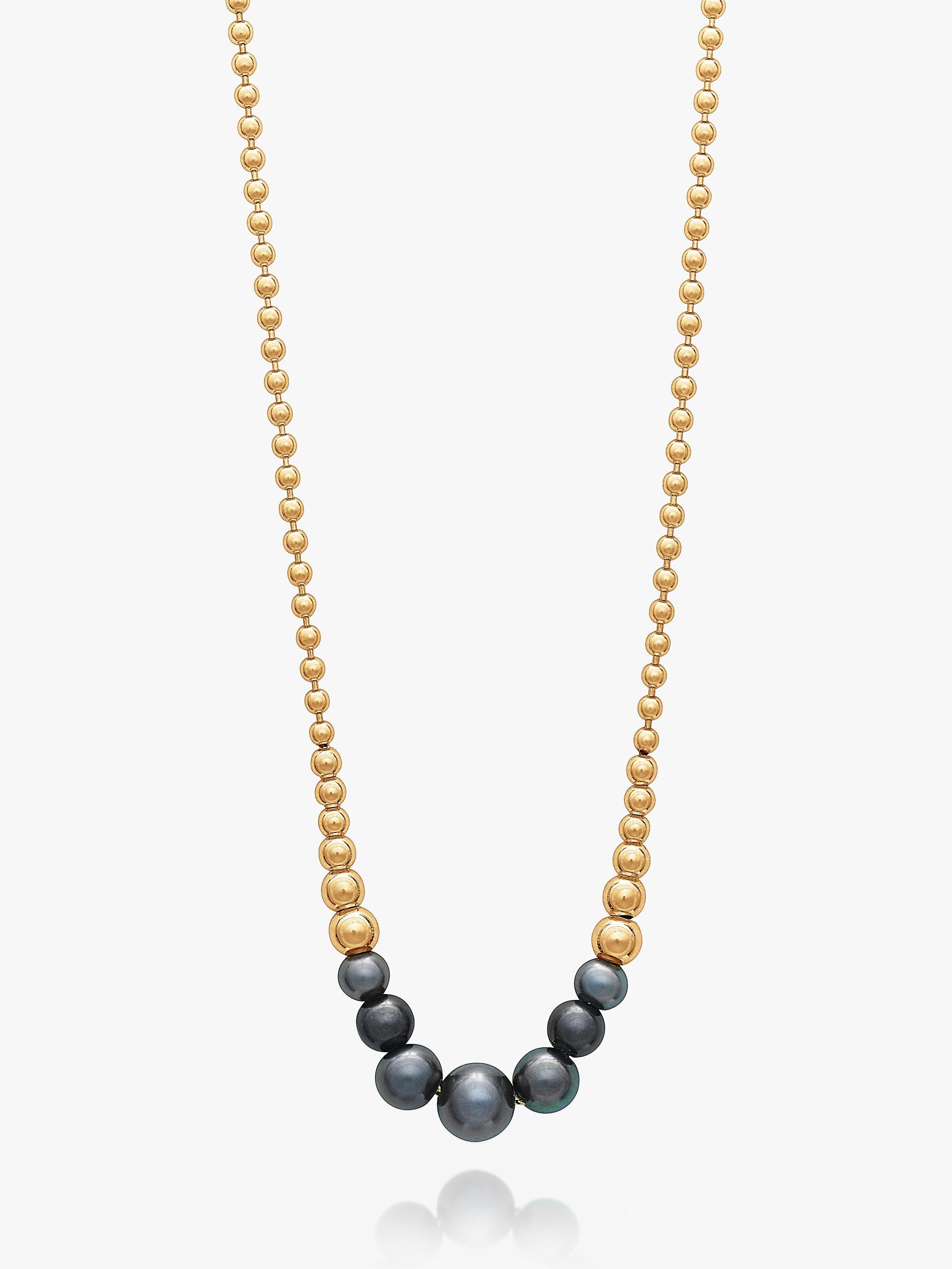 Rachel Jackson London Stellar Graduated Black Pearl Necklace, Gold