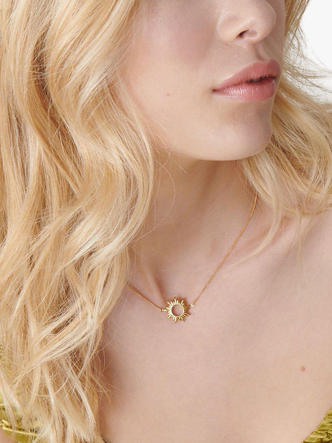 Product image 2 of 4, which shows Rachel Jackson London Electric Goddess Mini Sun Necklace, Gold