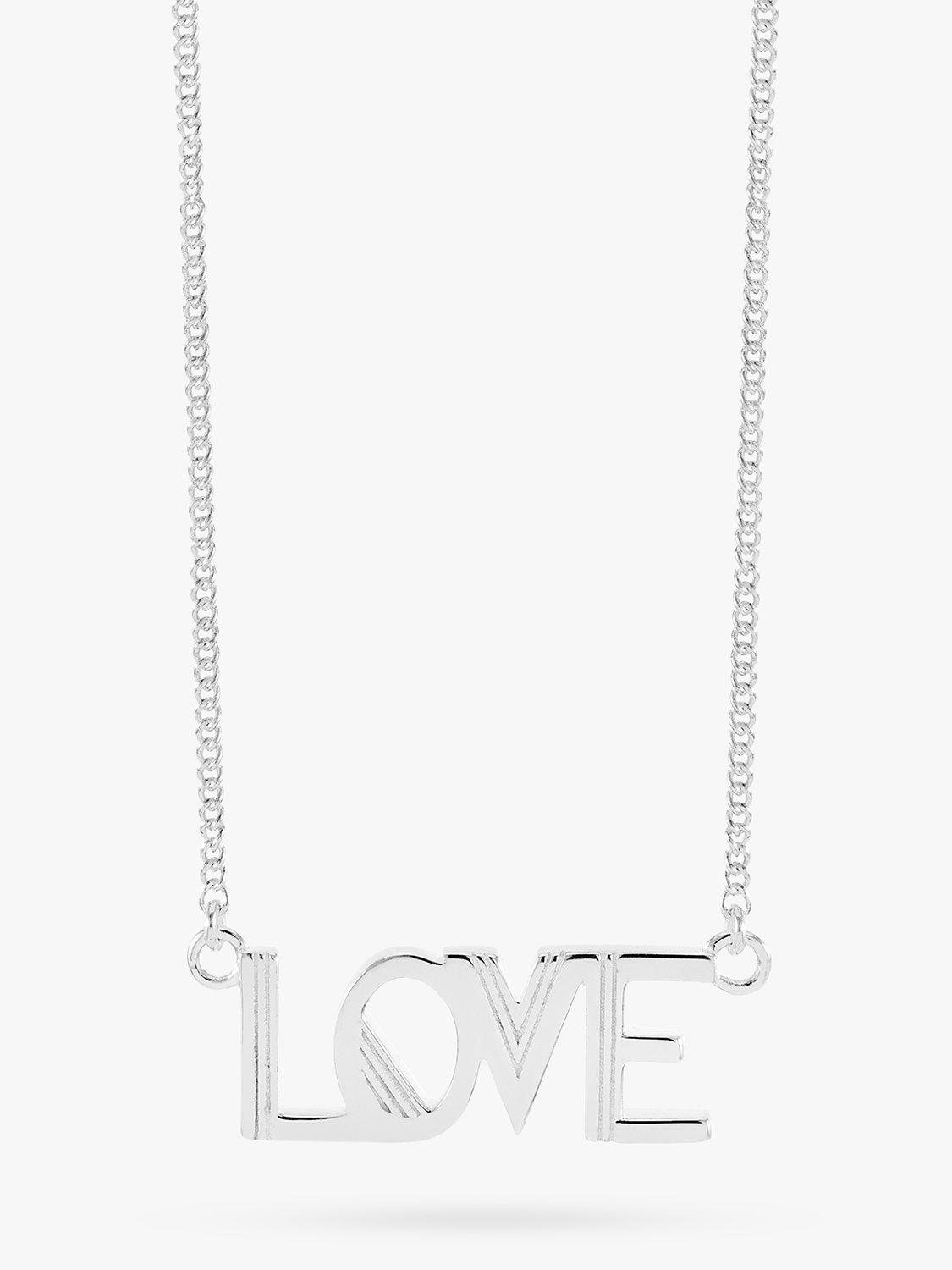 Rachel Jackson London Art Deco Love Necklace, Silver