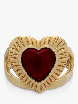Rachel Jackson London Electric Love Statement Garnet Heart Ring, Gold, Gold