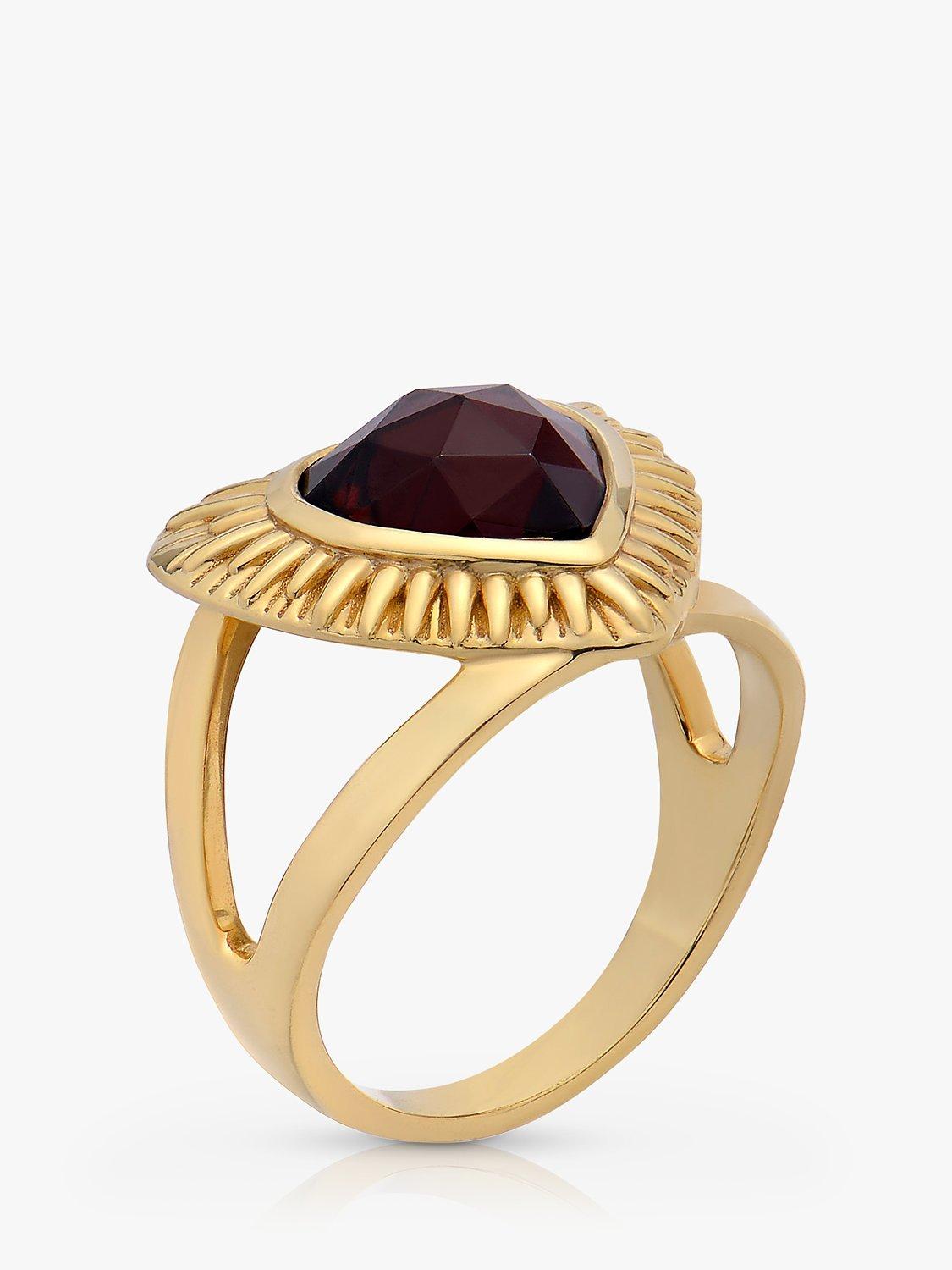 Product image 2 of 7, which shows Rachel Jackson London Electric Love Statement Garnet Heart Ring, Gold, Small/Medium