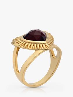 Rachel Jackson London Electric Love Statement Garnet Heart Ring, Gold - view 2, Gold