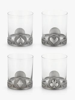 Royal Selangor Ace Glass Tumblers, Set of 4, 300ml, Pewter Grey/Clear, Pewter Grey/Clear