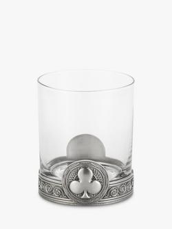 Royal Selangor Ace Clubs Glass Tumbler, 300ml, Pewter Grey/Clear, Pewter Grey/Clear