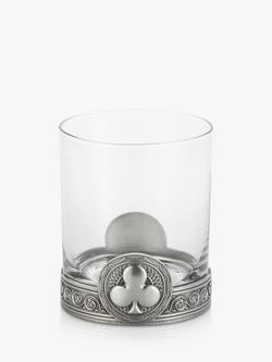 Royal Selangor Ace Clubs Glass Tumbler, 300ml, Pewter Grey/Clear - view 2, Pewter Grey/Clear
