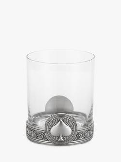 Royal Selangor Ace Hearts Glass Tumbler, 300ml, Pewter Grey/Clear, Pewter Grey/Clear