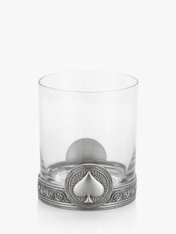 Royal Selangor Ace Hearts Glass Tumbler, 300ml, Pewter Grey/Clear - view 2, Pewter Grey/Clear