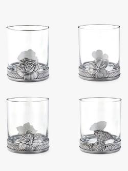 Royal Selangor Woodland Glass Tumblers, Set of 4, 300ml, Pewter Grey/Clear, Pewter Grey/Clear