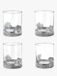 Royal Selangor Woodland Glass Tumblers, Set of 4, 300ml, Pewter Grey/Clear