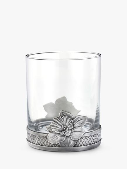 Royal Selangor Daffodil Glass Tumbler, 300ml, Pewter Grey/Clear, Pewter Grey