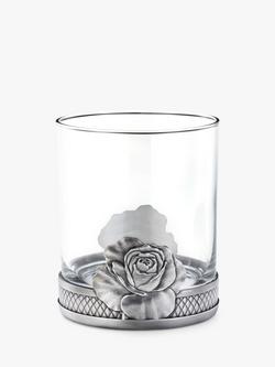 Royal Selangor Rose Glass Tumbler, 300ml, Pewter Grey/Clear, Pewter Grey/Clear