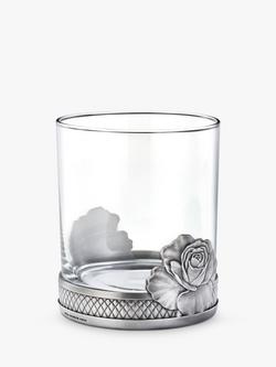 Royal Selangor Rose Glass Tumbler, 300ml, Pewter Grey/Clear - view 2, Pewter Grey/Clear