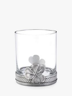 Royal Selangor Shamrock Glass Tumbler, 300ml, Pewter Grey/Clear, Pewter Grey/Clear