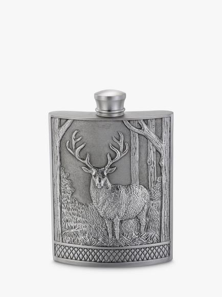 Royal Selangor Stag Hip Flask, 165ml, Pewter Grey, Pewter Grey