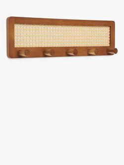 John Lewis Poly Rattan and Bamboo Hanging Rack, Cherry Wood, Cherry Wood/Rattan
