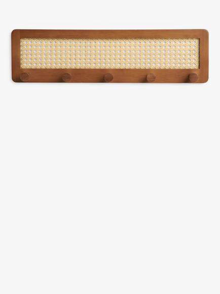 John Lewis Poly Rattan and Bamboo Hanging Rack, Cherry Wood - view 2, Cherry Wood/Rattan