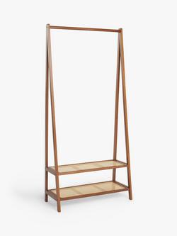 John Lewis Poly Rattan and Bamboo Clothes Rail, Cherry Wood, Cherry Wood/Rattan