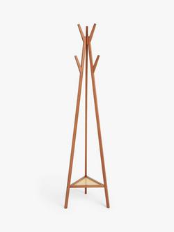 John Lewis Poly Rattan and Bamboo Coat Stand, Cherry Wood, Cherry Wood/Rattan