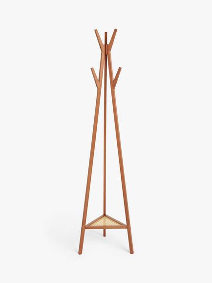 John Lewis Poly Rattan and Bamboo Coat Stand, Cherry Wood, Cherry Wood/Rattan
