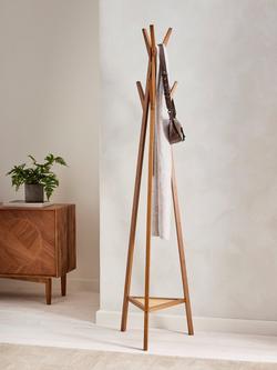 John Lewis Poly Rattan and Bamboo Coat Stand, Cherry Wood - view 2, Cherry Wood/Rattan