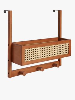 John Lewis Poly Rattan and Bamboo Over Door Hanging Rack, Cherry Wood/Rattan