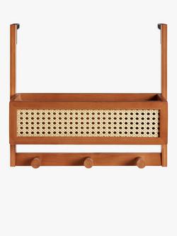 John Lewis Poly Rattan and Bamboo Over Door Hanging Rack - view 2, Cherry Wood/Rattan