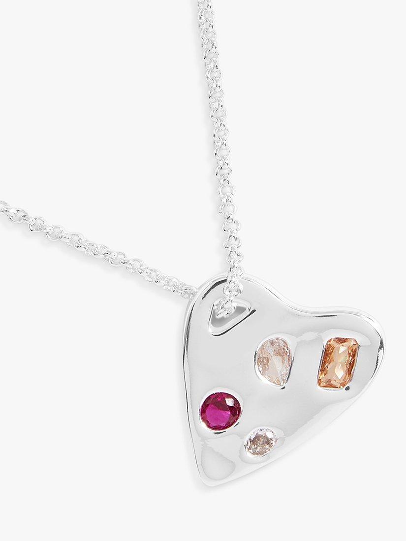 Joma Jewellery Cubic Zirconia Glow Hammered Pendant Necklace, Silver/Multi