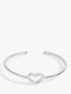 Joma Jewellery Heart Open Bangle, Silver, Silver