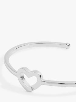Joma Jewellery Heart Open Bangle, Silver - view 2, Silver