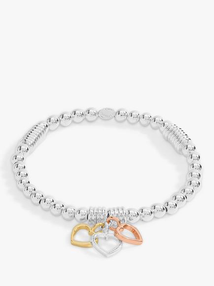 Joma Jewellery Triple Heart Charm Stretch Bracelet, Multi, Multi