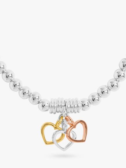 Joma Jewellery Triple Heart Charm Stretch Bracelet, Multi - view 2, Multi