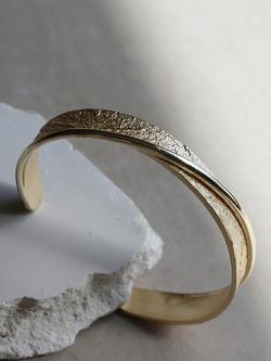 Tutti Joy Textured Open End Bangle - view 2, Gold