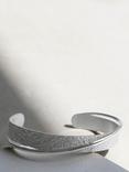 Tutti & Co Joy Textured Open End Bangle, Silver