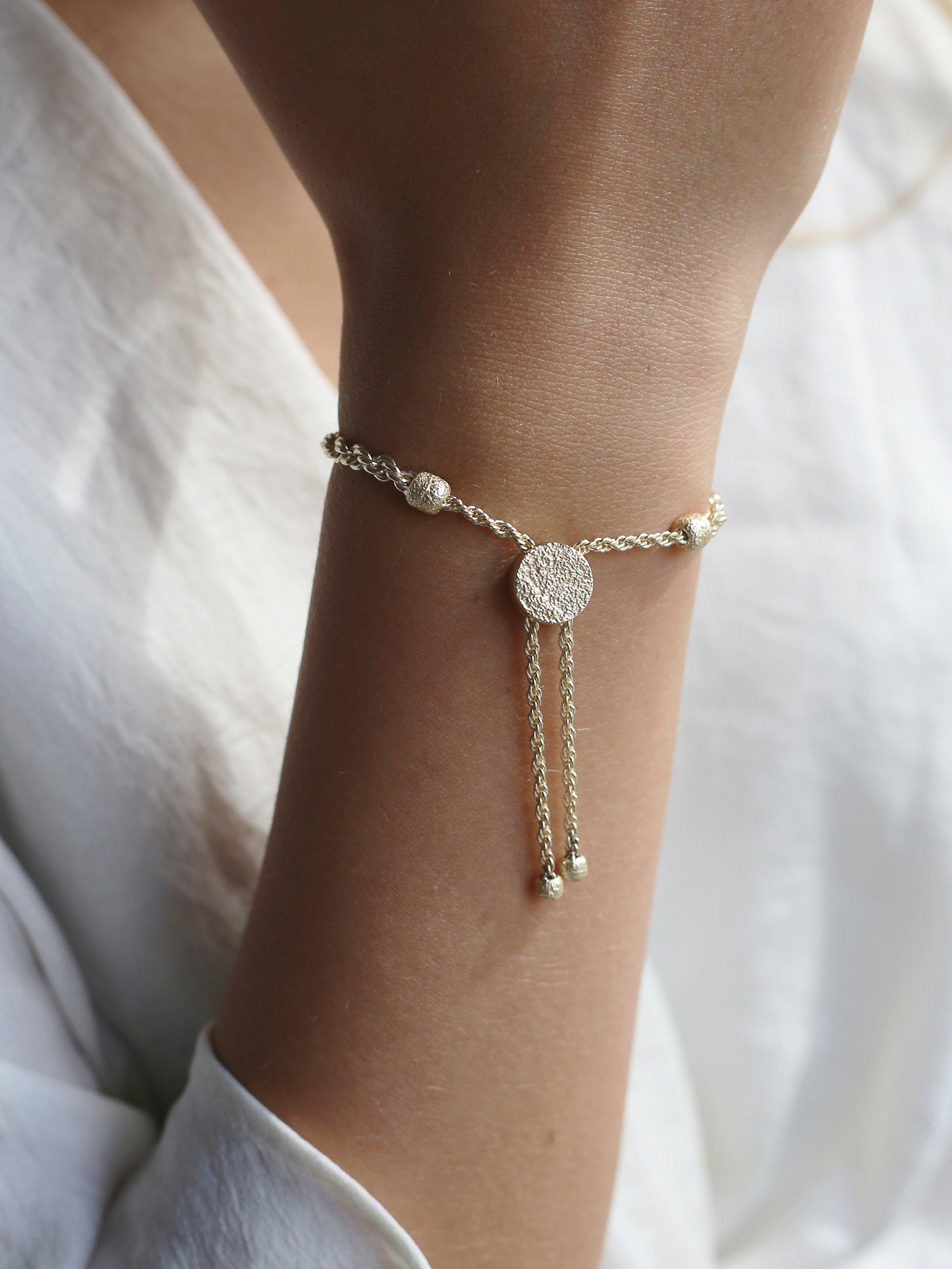 Product image 3 of 5, which shows Tutti & Co Freedom Slider Friendship Bracelet, Gold
