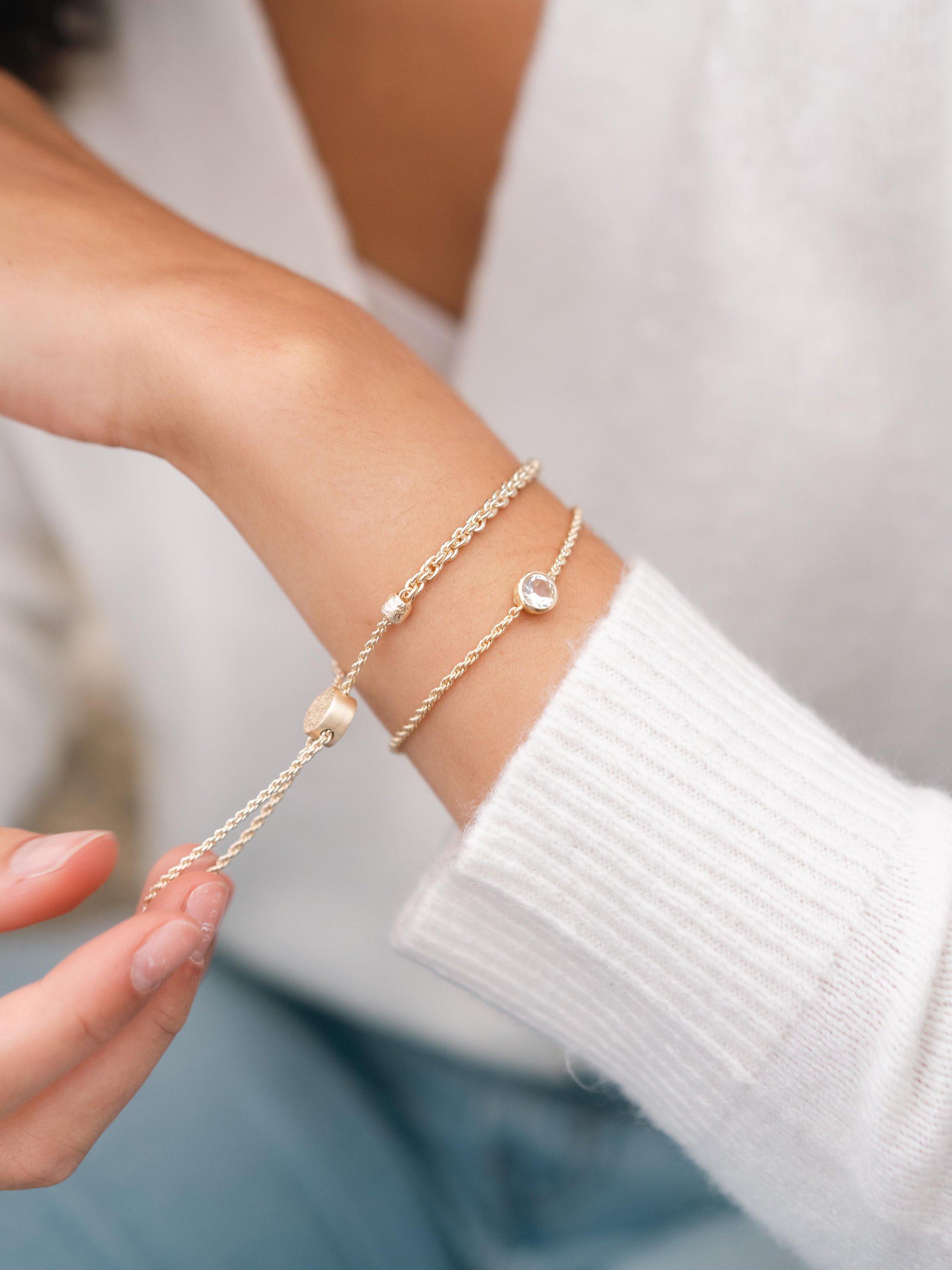 Product image 4 of 5, which shows Tutti & Co Freedom Slider Friendship Bracelet, Gold